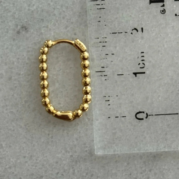 Gold Beaded Oval Hoop Earrings
Brand New - Picture 3 of 3